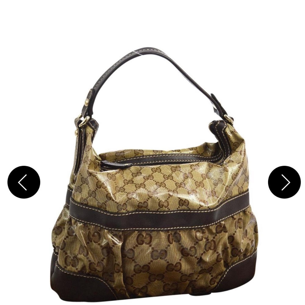 Gucci Brown/Beige Patent Leather Shoulder Bag